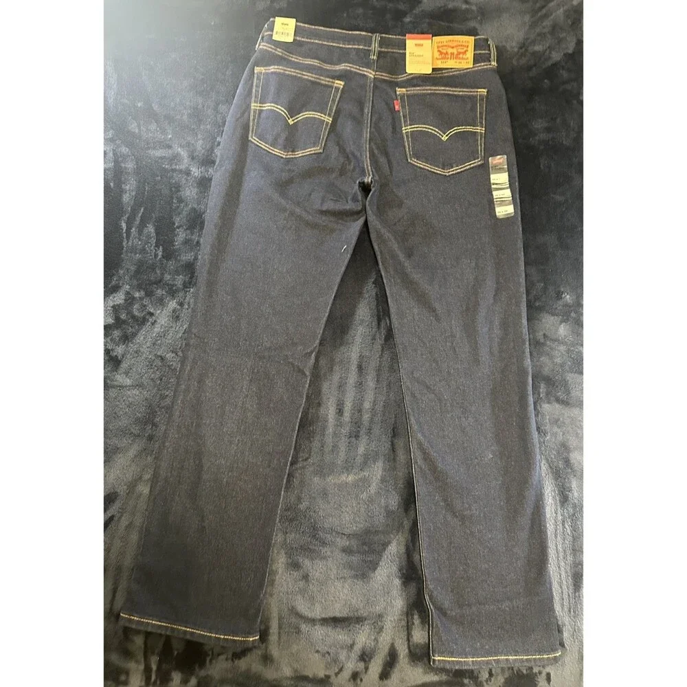 Levis 514 Straight Fit Jeans Stretch Denim Jeans Dark Wash Blue Men's 36x32